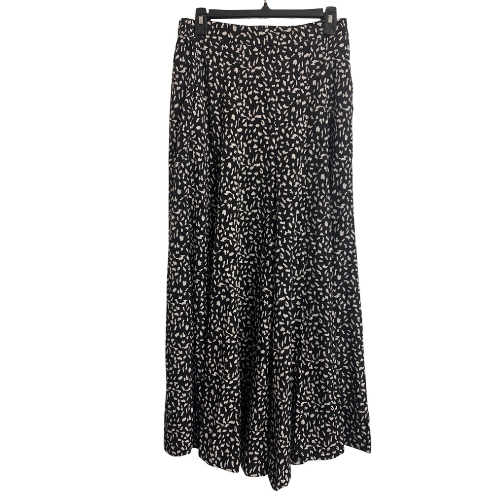Francescas Black White Abstract Print Wide Leg Pants Small Flowy Pants